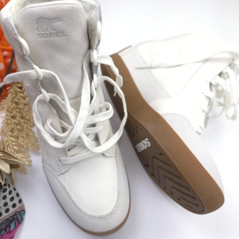 Sorel Women's White High-Top Wedge Sneakers Sz 9.5 - Picture 13 of 14